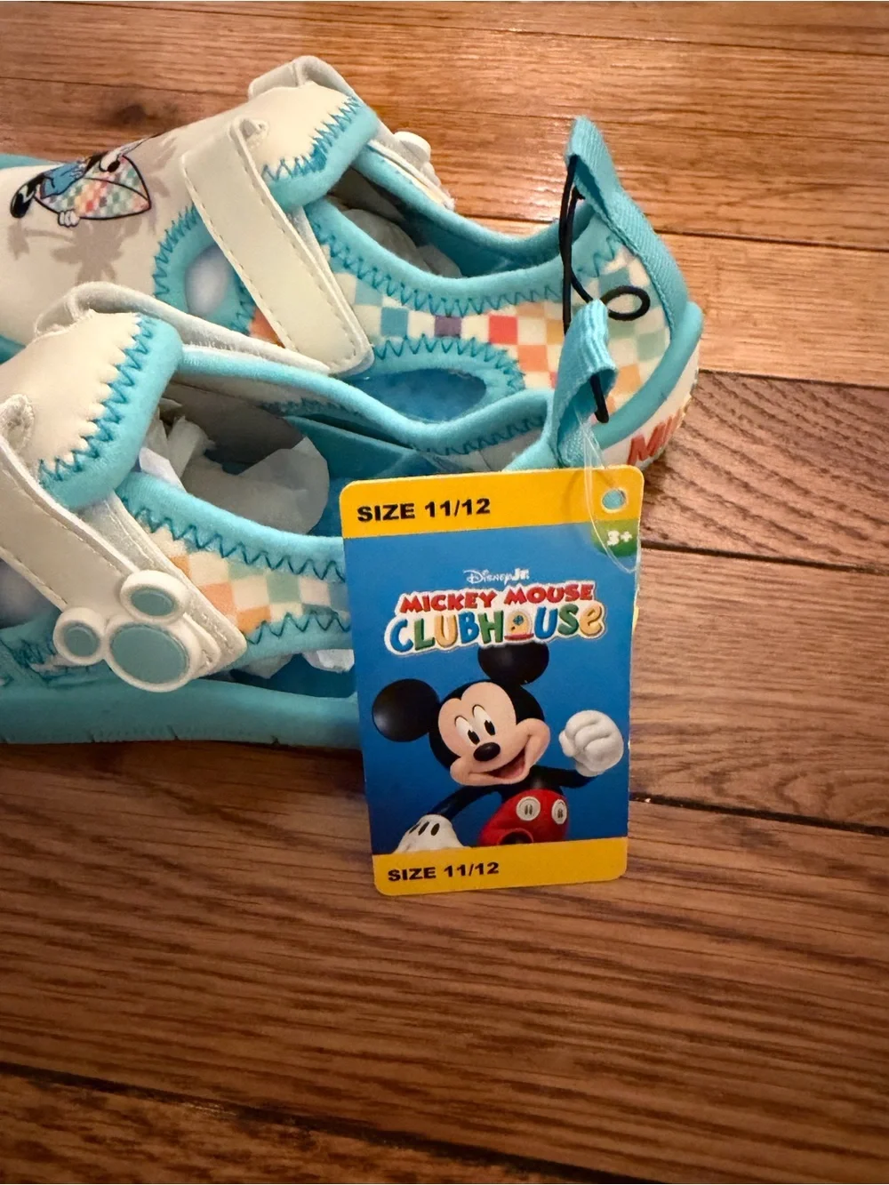 Kids Blue & White Mickey Mouse Surfer Water Shoes